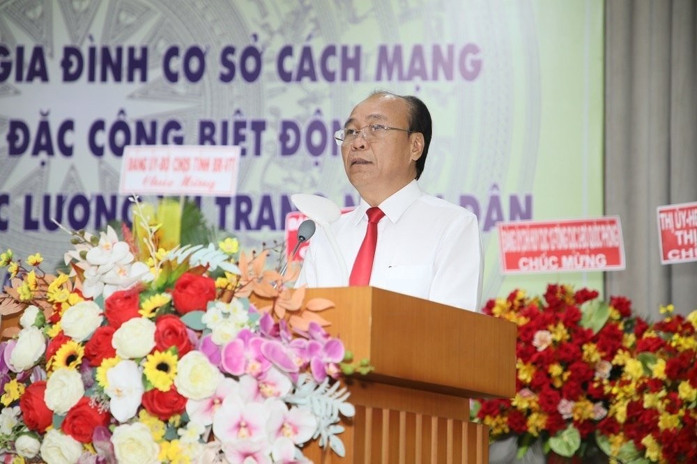 Ông Nguyễn Văn Việt, Tỉnh Ủy viên, Bí thư Thị ủy thị xã Phú Mỹ phát biểu. Ảnh: Hồ Phát 