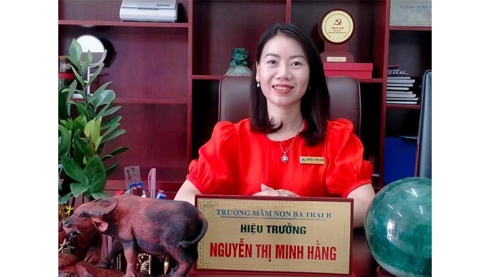Cô Nguyễn Thị Minh Hằng, Bí thư Chi bộ, Hiệu trưởng Trường Mầm Non Ba Trại B.