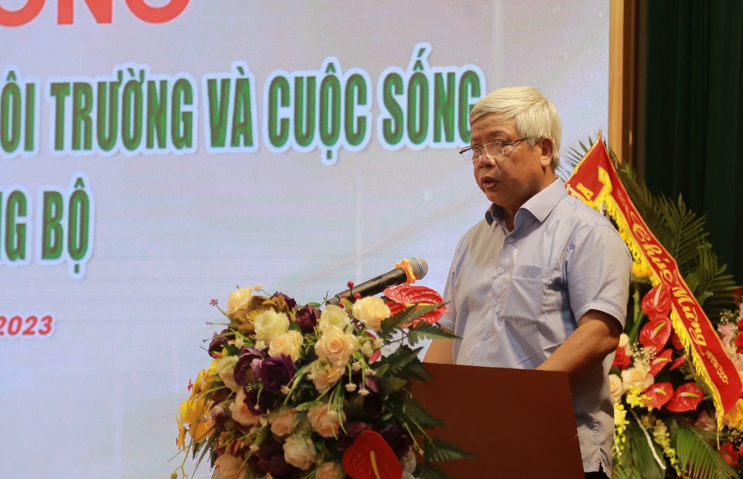 Ông Nguyễn Linh Ngọc – Chủ tịch Hội Nước sạch và Môi trường Việt Nam phát biểu tại buổi khai trương Văn phòng đại diện Khu vực Bắc Trung Bộ