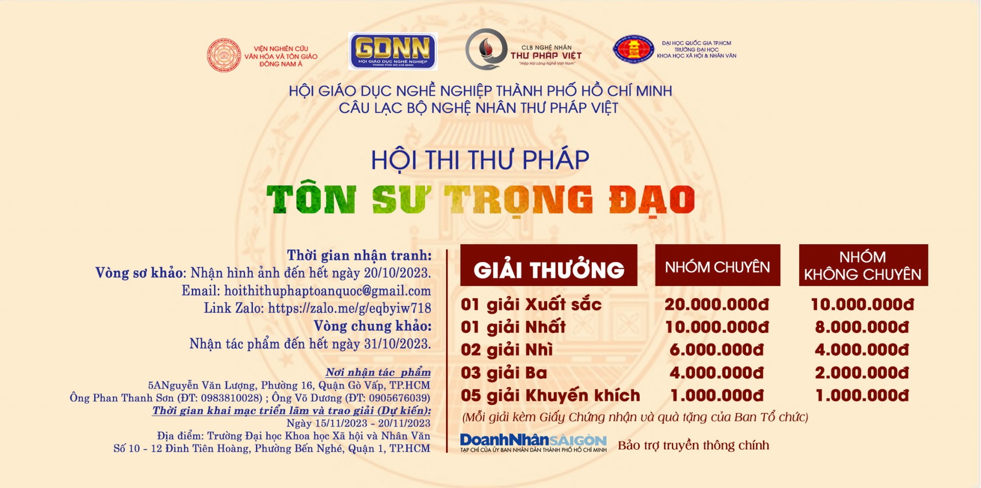 Thời gian diễn ra Hội thi và cơ cấu giải thưởng Thời gian diễn ra Hội thi và cơ cấu giải thưởng