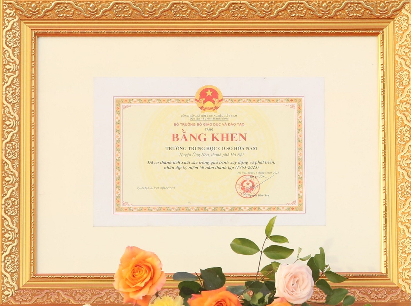 Trường THCS Hoà Nam kỷ niệm 60 năm thành lập và đón nhận Bằng khen của Bộ Giáo dục và Đào tạo Trường THCS Hoà Nam kỷ niệm 60 năm thành lập và đón nhận Bằng khen của Bộ Giáo dục và Đào tạo