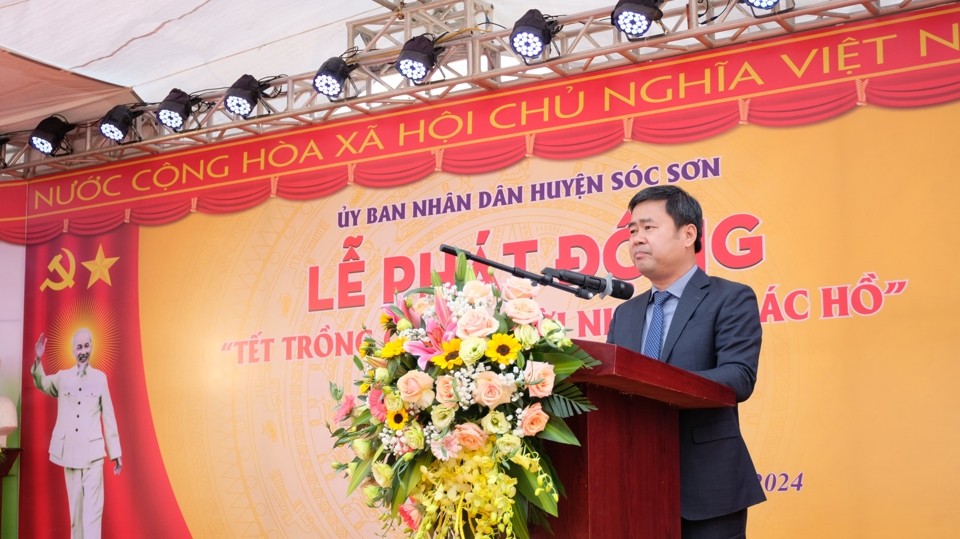 hó Chủ tịch UBND huyện Sóc Sơn Đỗ Minh Tuấn phát biểu tại lễ phát động. hó Chủ tịch UBND huyện Sóc Sơn Đỗ Minh Tuấn phát biểu tại lễ phát động.