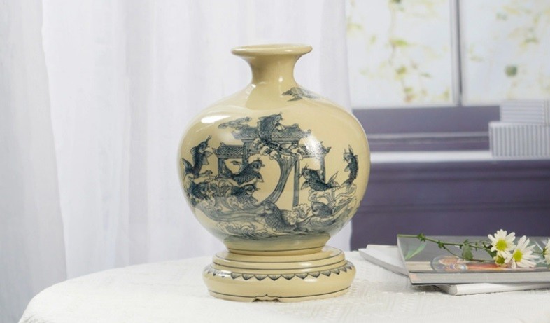 Bình Giọt ngọc họa tiết Cá chép vượt vũ môn truyền thống Bình Giọt ngọc họa tiết Cá chép vượt vũ môn truyền thống