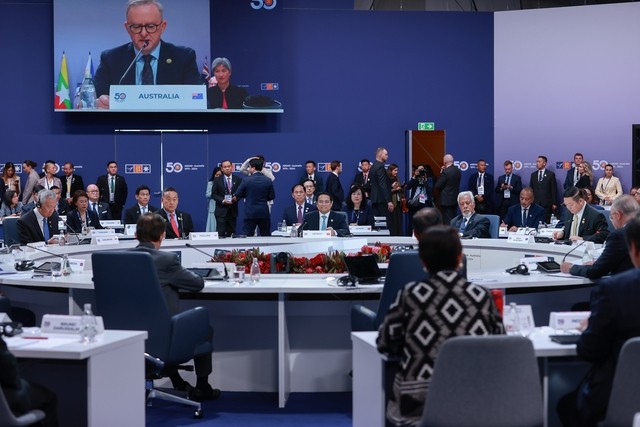 Phiên họp toàn thể Hội nghị Cấp cao đặc biệt ASEAN - Australia - Ảnh: VGP/Nhật Bắc Phiên họp toàn thể Hội nghị Cấp cao đặc biệt ASEAN - Australia - Ảnh: VGP/Nhật Bắc