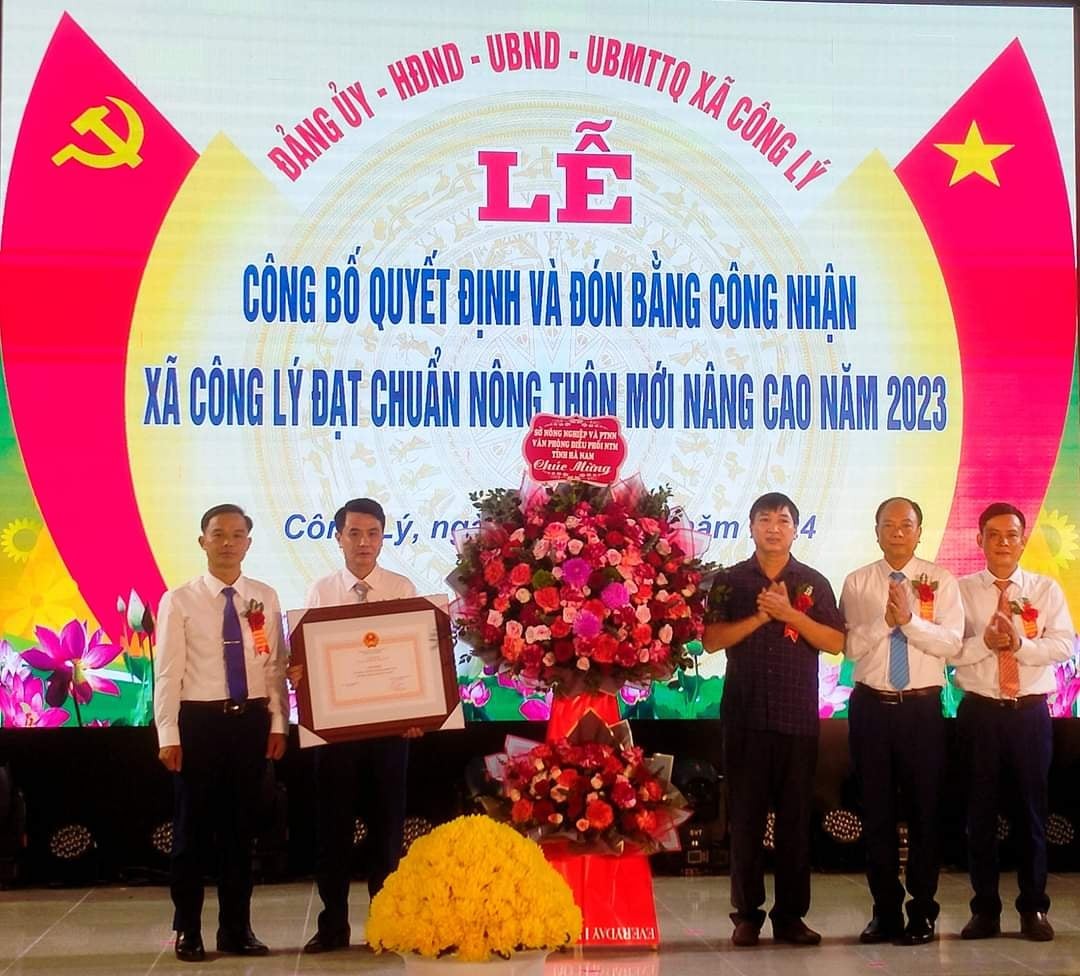 Huyện Lý Nhân (Hà Nam): Xã Công Lý tổ chức Lễ đón nhận Bằng công nhận xã Nông thôn mới nâng cao năm 2023