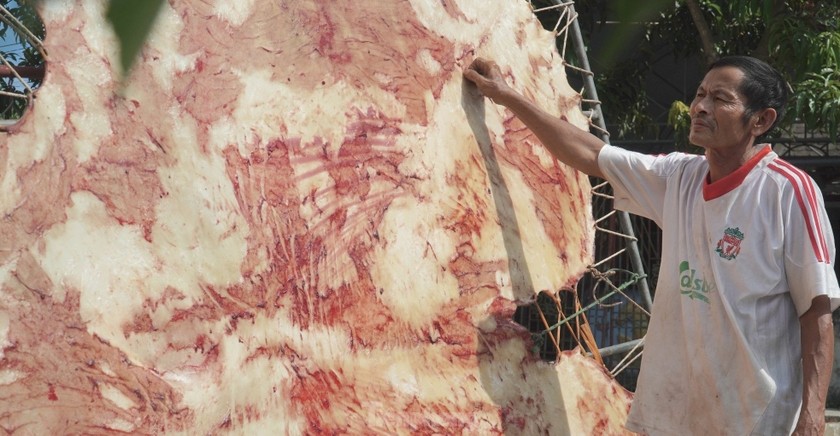 Để làm trống, phải trải qua nhiều công đoạn. Tuy nhiên có ba bước quan trọng nhất: Làm da, chang và bưng trống. Đầu tiên, da chọn làm trống phải là da bò, không được tẩm ướt, làm sạch, phơi nắng 5-7 ngày.