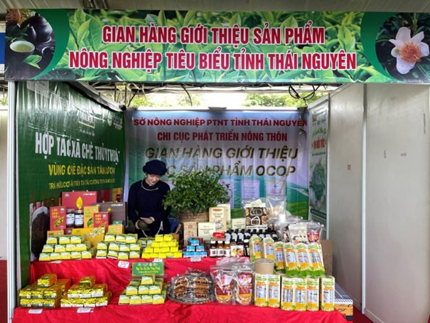 Các HTX, làng nghề tỉnh Thái Nguyên trưng bày và giới thiệu sản phẩm tại hội chợ.