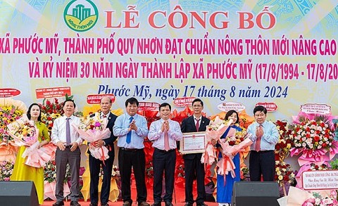 Bình Định: Công bố xã Phước Mỹ đạt chuẩn nông thôn mới nâng cao