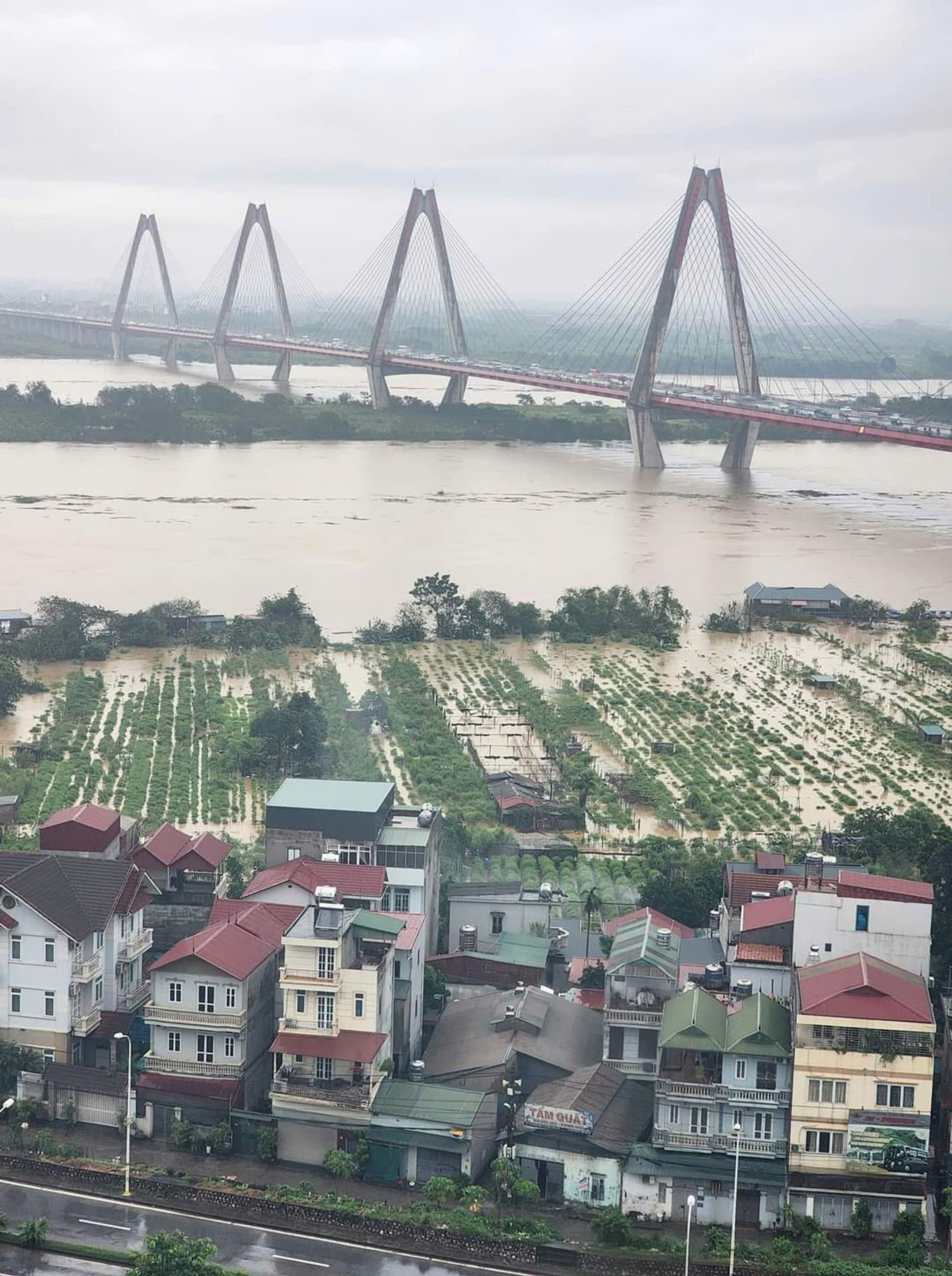 Mực nước sông Hồng chảy qua Hà Nội tăng cao thêm 10cm mỗi giờ Mực nước sông Hồng chảy qua Hà Nội tăng cao thêm 10cm mỗi giờ