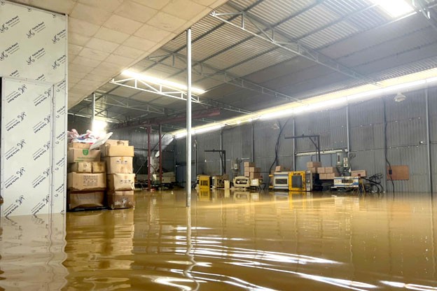 Khu vực sản xuất ống hút của HTX Nông nghiệp Sông Hồng  bị ngập úng nặng trong nhiều ngày.  Khu vực sản xuất ống hút của HTX Nông nghiệp Sông Hồng  bị ngập úng nặng trong nhiều ngày.