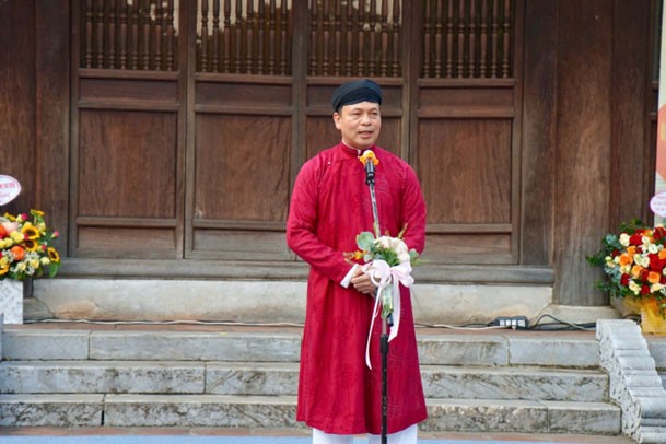 TS. Lê Xuân Kiêu - Giám đốc Trung tâm hoạt động Văn hóa Khoa học Văn Miếu – Quốc Tử Giámhóa Khoa học Văn Miếu – Quốc Tử Giámphát biểu khai mạc Triển lãm.phát biểu khai mạc Triển lãm