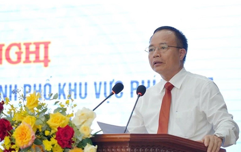 Cục trưởng Cục Công thương địa phương Ngô Quang Trung phát biểu tại hội nghị.