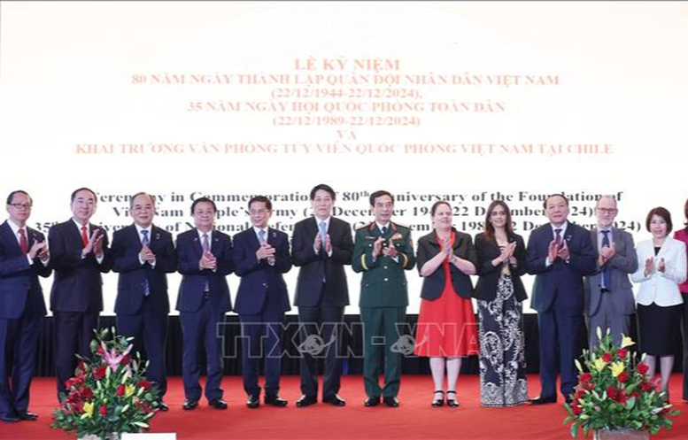 Chủ tịch nước Lương Cường và các đại biểu dự lễ kỷ niệm - Ảnh: TTXVN