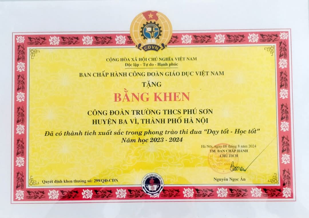 Huyện Ba Vì (Hà Nội): Trường THCS Phú Sơn duy trì danh hiệu Tập thể lao động xuất sắc cấp Thành phố