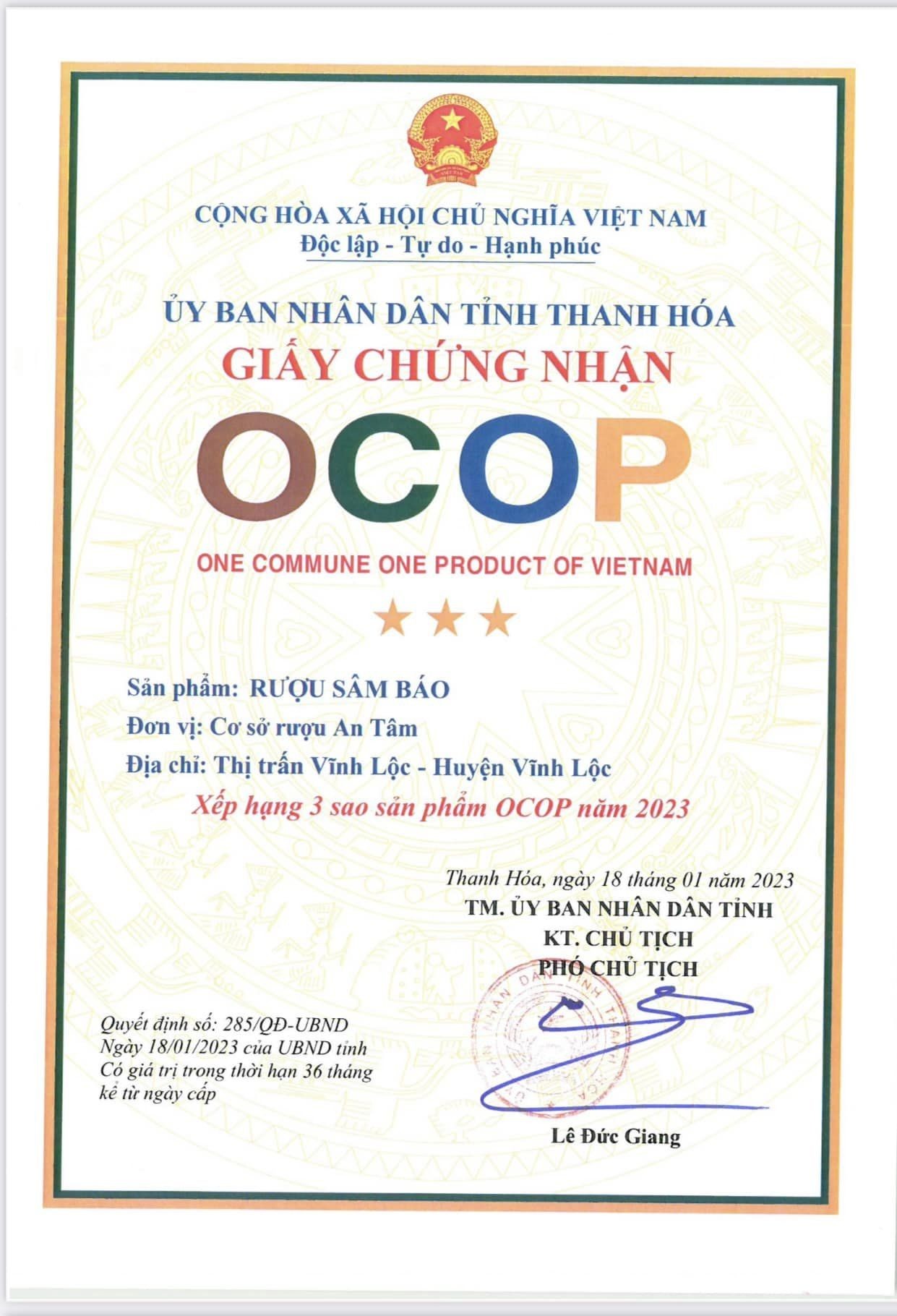 “Rượu Sâm Báo An Tâm” - Thương hiệu OCOP xứ Thanh “Rượu Sâm Báo An Tâm” - Thương hiệu OCOP xứ Thanh