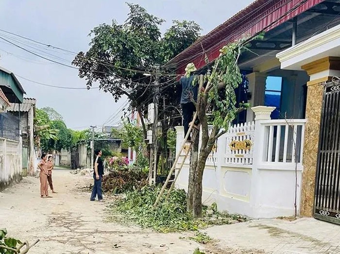 Người dân xã Vĩnh Phúc chủ động dọn dẹp vệ sinh môi trường nhà ở và đường làng tạo cảnh quan môi trường xanh - sạch - đẹp.