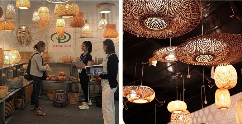 Sản phẩm bộ đèn tre Đức Phong của Công ty TNHH Đức Phong đã được trình Hội đồng đánh giá cấp Trung ương để xét duyệt danh hiệu OCOP cấp Quốc gia. Ảnh: T.P