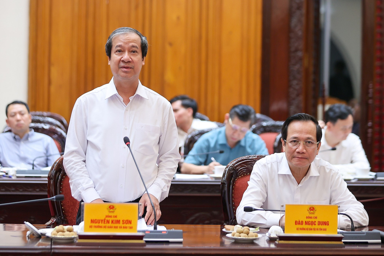 Bộ trưởng Bộ Giáo dục và Đào tạo Nguyễn Kim Sơn phát biểu. Ảnh: VGP 277ttg2.jpg