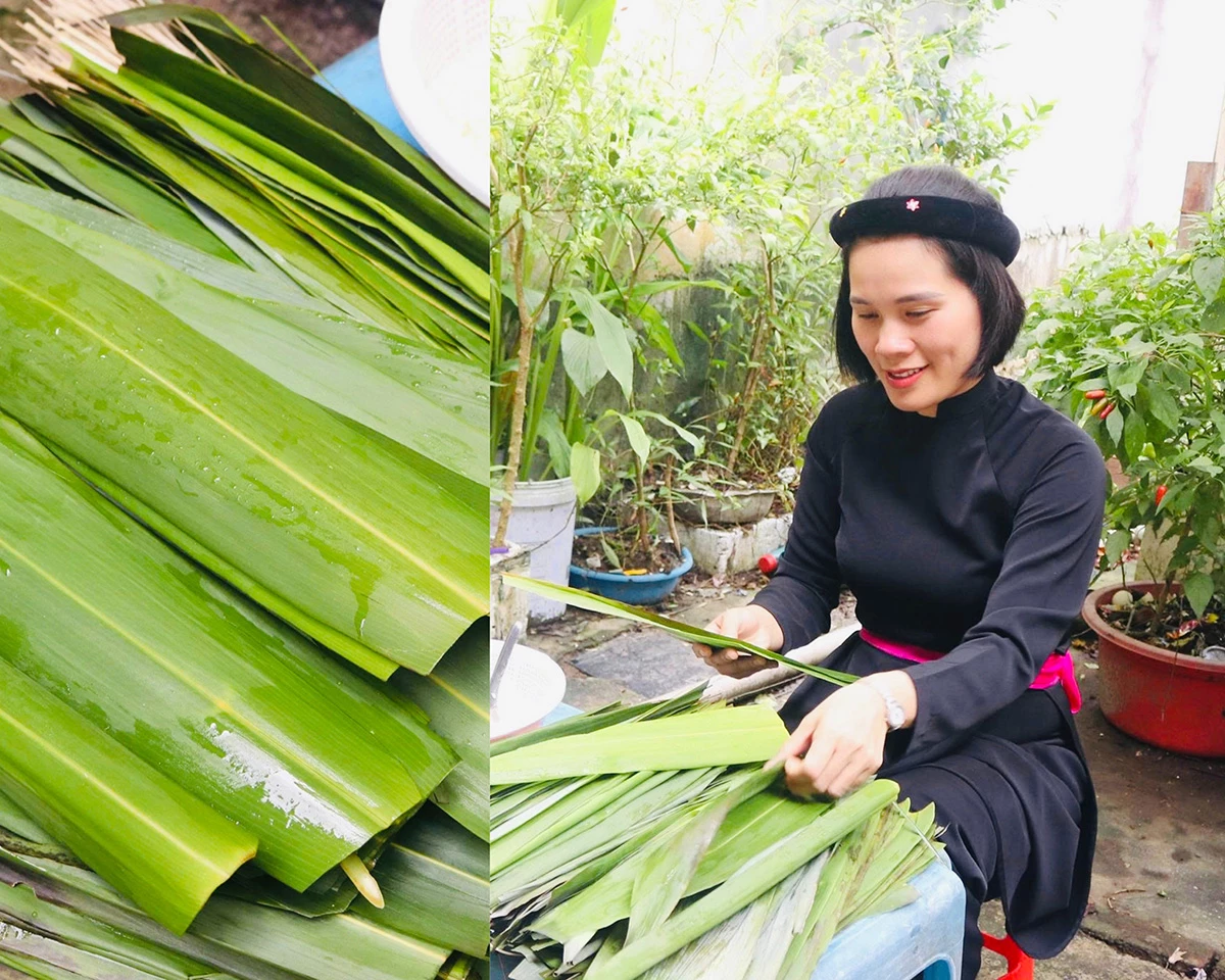 Bánh gio - món ăn truyền thống của người Tày Lá gói bánh là lá chít tẻ màu xanh đậm, lá sau khi lấy về được cắt phần cuống và ngọn mang ngâm nước.