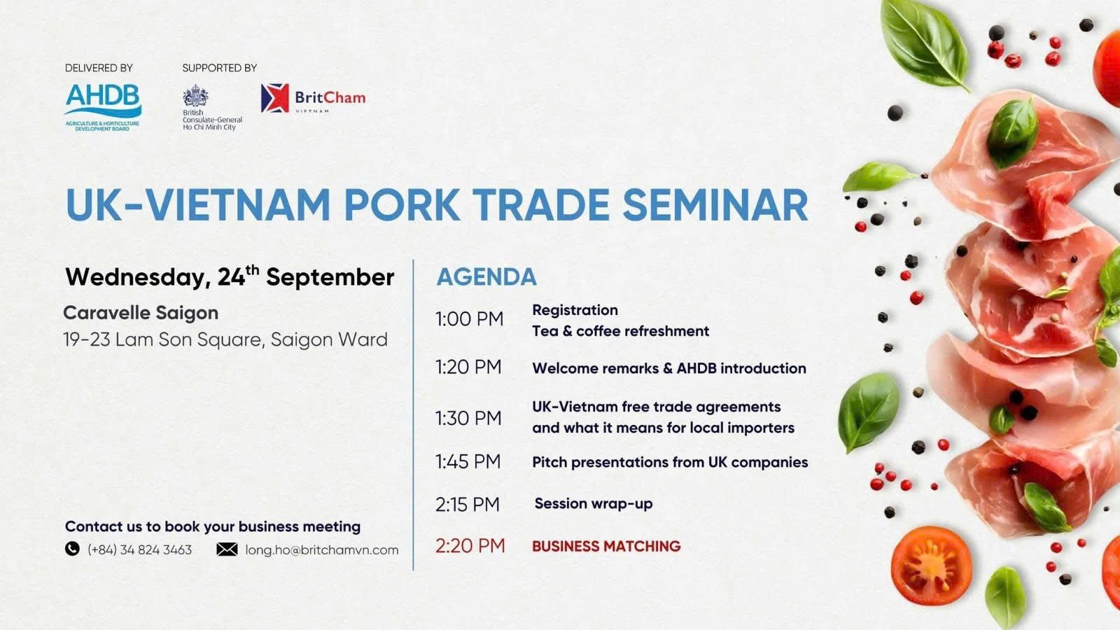 Doanh nghiệp xuất khẩu thịt lợn Vương quốc Anh đến thăm Việt Nam