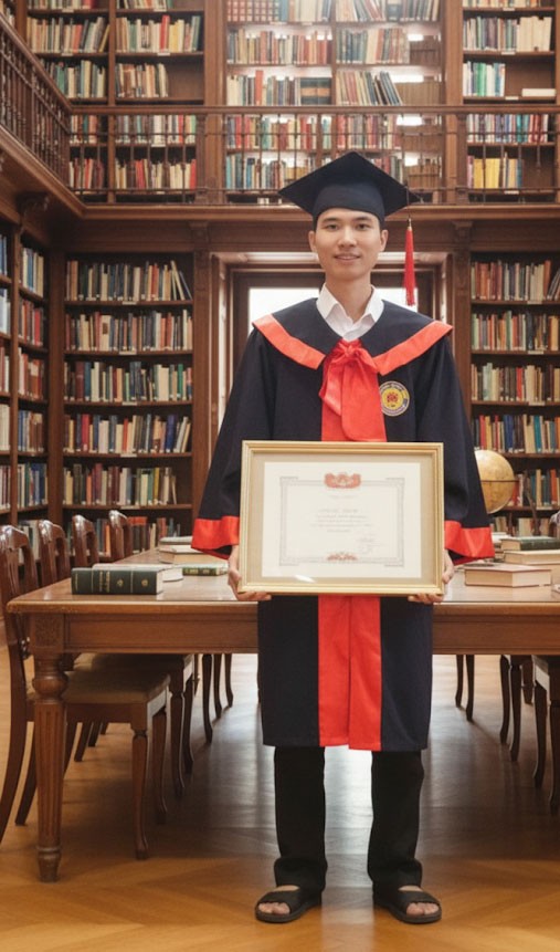 Thủ khoa hiện đại Vũ Tú thời sinh viên thông minh và trẻ trung.