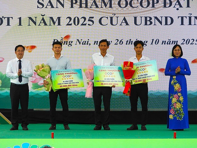 Tỉnh Đồng Nai vinh danh 3 chủ thể đạt OCOP 5 sao năm 2025