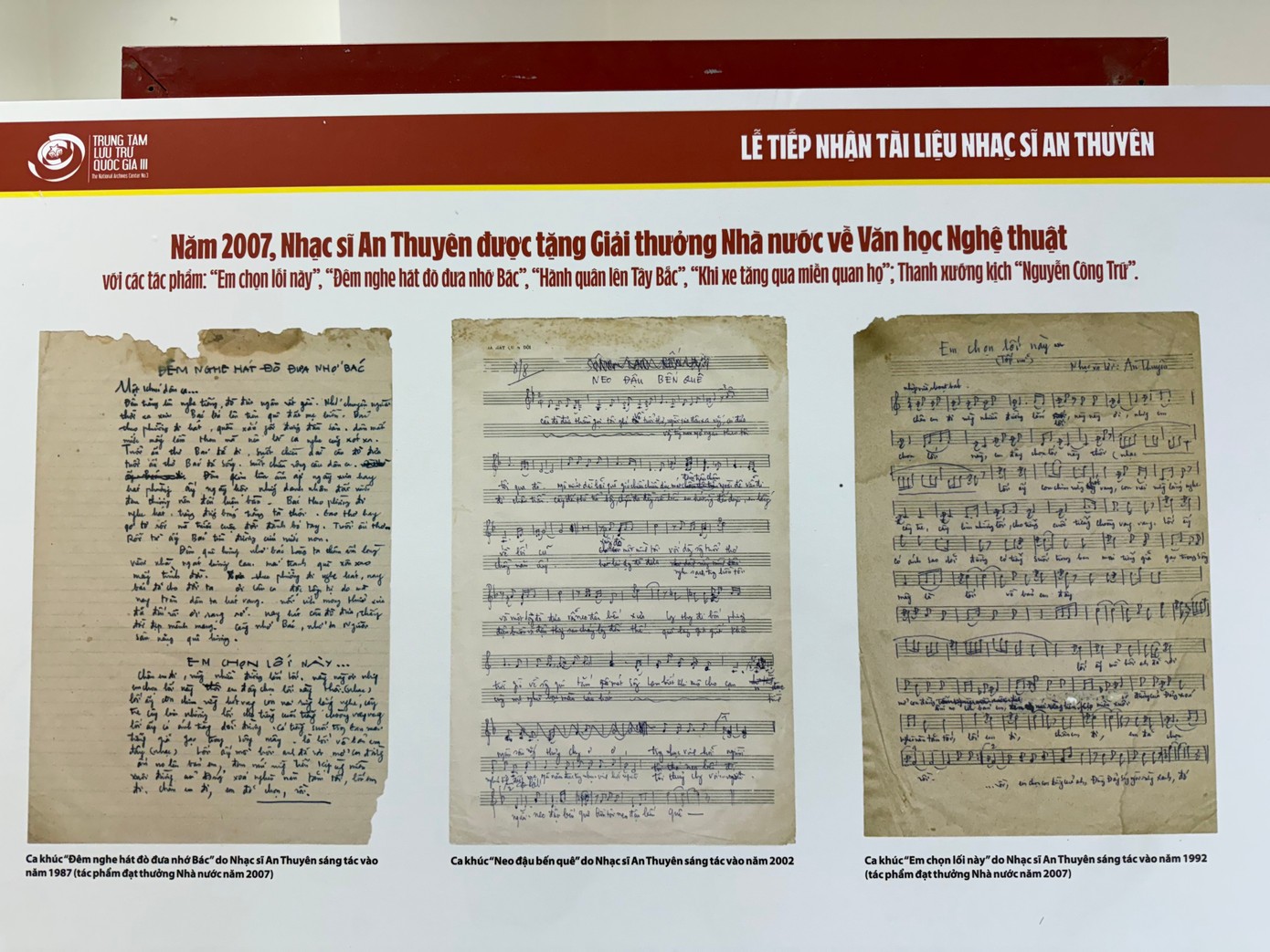Trung tâm Lưu trữ Quốc gia III: Tiếp nhận tài liệu quý của hai nhạc sĩ An Thuyên và Võ Vang Trung tâm Lưu trữ Quốc gia III: Tiếp nhận tài liệu quý của hai nhạc sĩ An Thuyên và Võ Vang