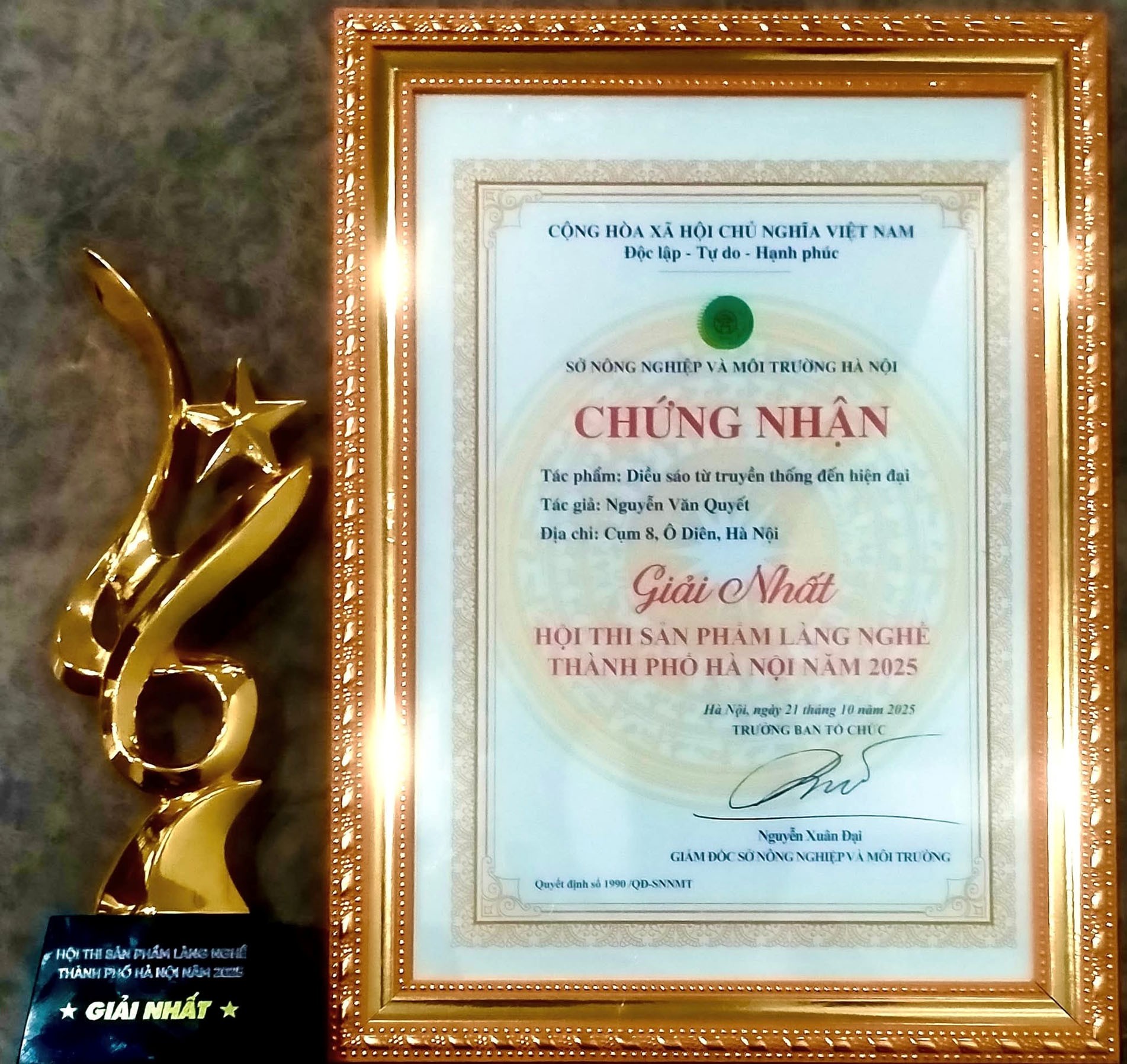 Nghệ nhân Nguyễn Văn Quyết tự hào về làng nghề Diều sáo Ô Diên Nghệ nhân Nguyễn Văn Quyết tự hào về làng nghề Diều sáo Ô Diên