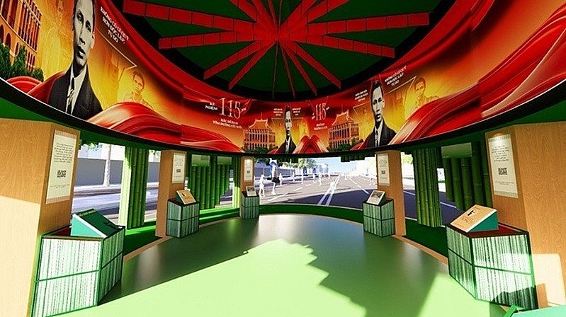 Khu vực giới thiệu Tủ sách Di sản Hồ Chí Minh với gần 70 đầu sách Khu vực giới thiệu Tủ sách Di sản Hồ Chí Minh với gần 70 đầu sách