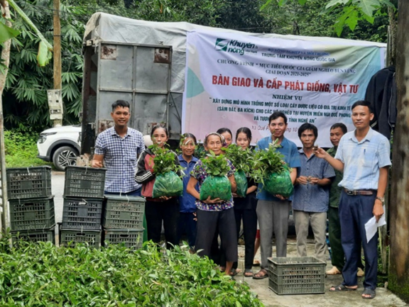 Tổ chức cấp phát giống cây sâm đất và ba kích cho các hộ tham gia mô hình tại xã Quế Phong Tổ chức cấp phát giống cây sâm đất và ba kích cho các hộ tham gia mô hình tại xã Quế Phong