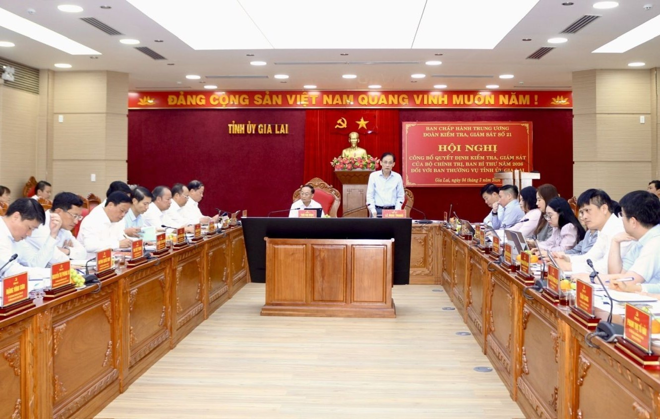 Công bố quyết định kiểm tra, giám sát của Bộ Chính trị, Ban Bí thư đối với Ban Thường vụ Tỉnh ủy Gia Lai