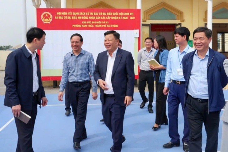 Đoàn công tác Thành phố Hải Phòng kiểm tra công tác chuẩn bị bầu cử tại phường Nam Triệu
