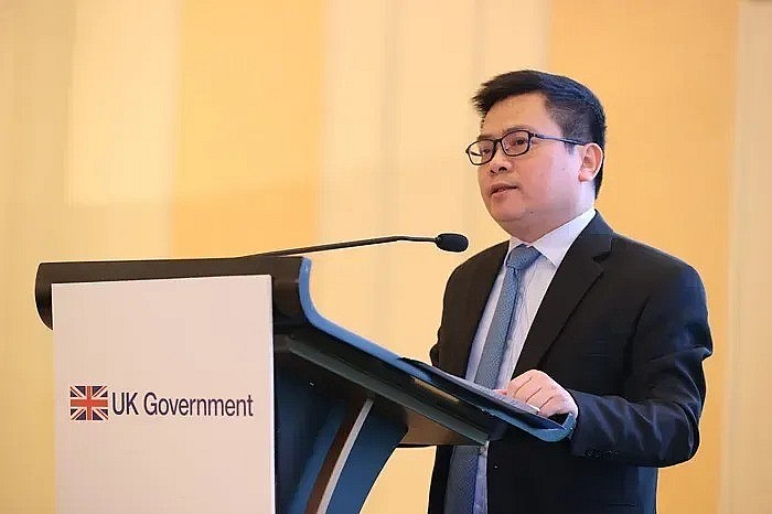 Thứ trưởng Trương Thanh Hoài phát biểu tại Diễn đàn Đầu tư xanh Anh - Việt 2026. Nguồn: Đại sứ quán Vương quốc Anh tại Hà Nội