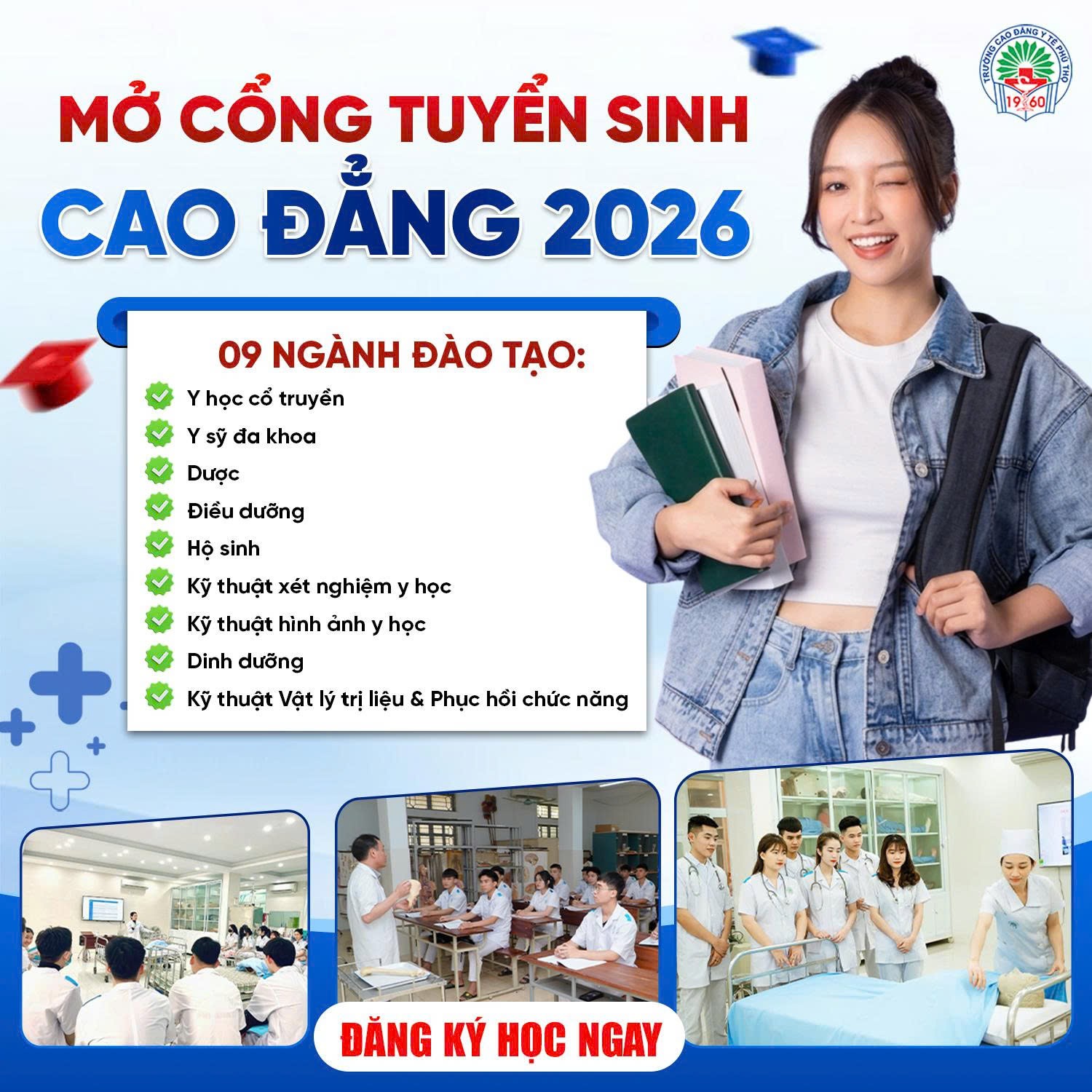 Trường Cao đẳng Y tế Phú Thọ (tỉnh Phú Thọ): Thông báo Tuyển sinh Cao đẳng năm 2026.