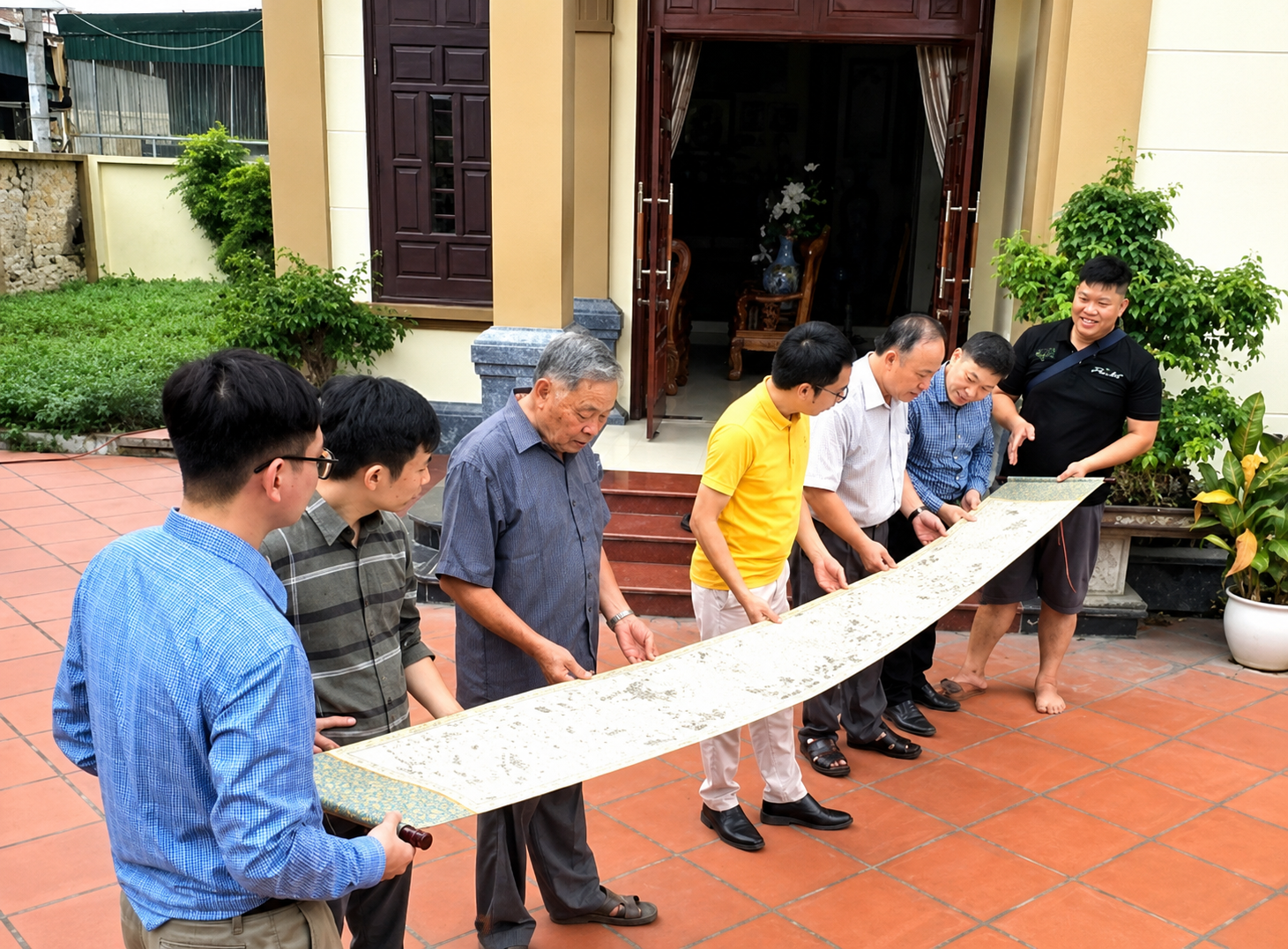 Nghệ nhân Thanh Liễu phục dựng tranh cổ “Trúc Lâm đại sĩ xuất sơn đồ” Nghệ nhân Thanh Liễu phục dựng tranh cổ “Trúc Lâm đại sĩ xuất sơn đồ”
