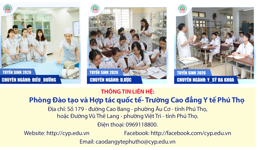 Trường Cao đẳng Y tế Phú Thọ: Tuyển sinh Cao đẳng năm 2026-2027 với 1.320 chỉ tiêu