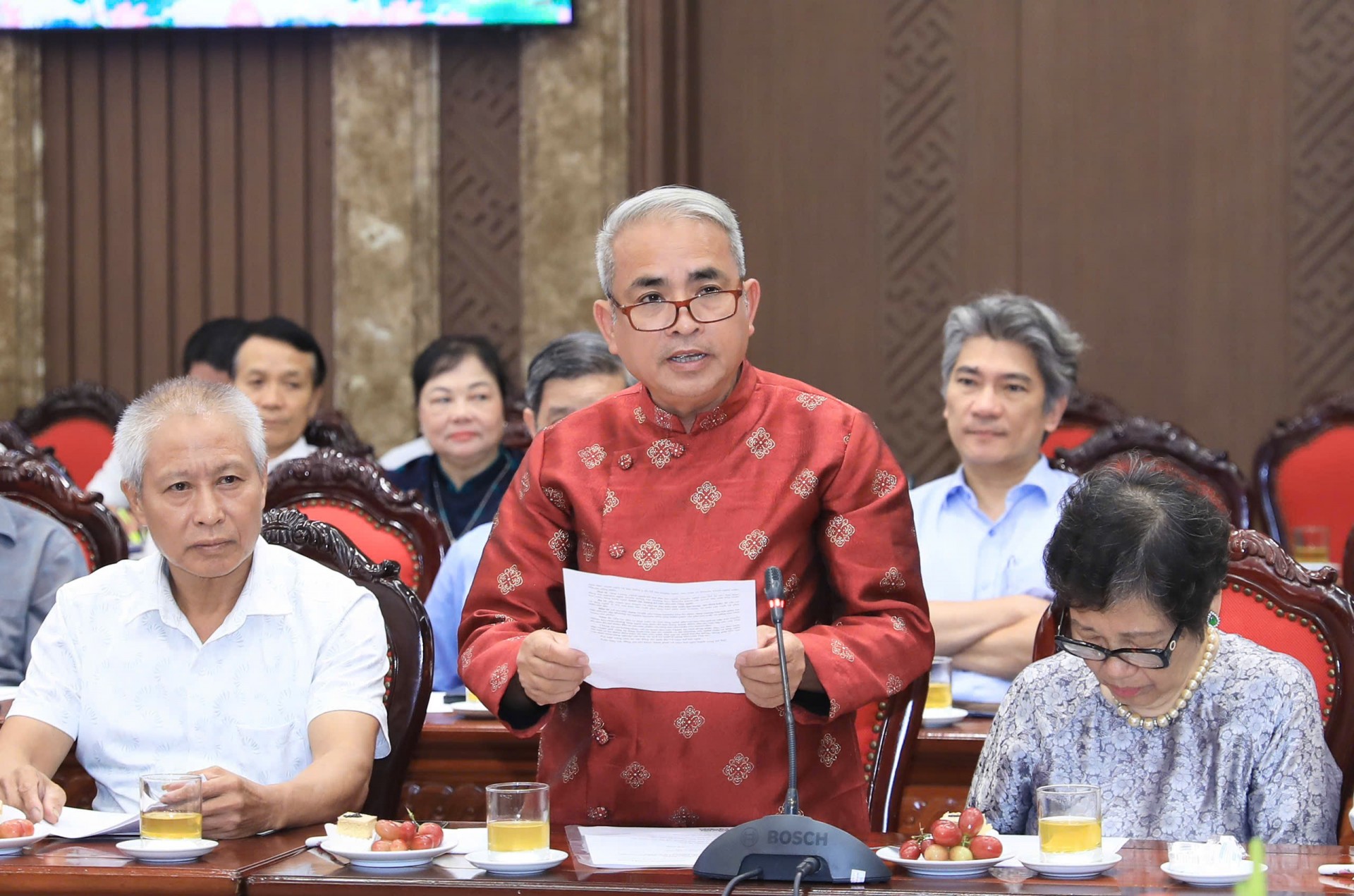 Nghệ nhân nhân dân Nguyễn Văn Tĩnh phát biểu tại buổi gặp mặt. Ảnh: Quang Thái Nghệ nhân nhân dân Nguyễn Văn Tĩnh phát biểu tại buổi gặp mặt. Ảnh: Quang Thái