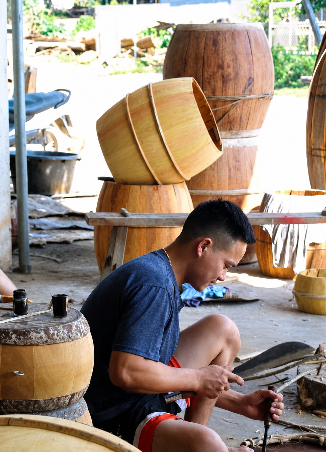 Trăn trở giữ hồn nghề làm trống da Giai Lạc Trăn trở giữ hồn nghề làm trống da Giai Lạc