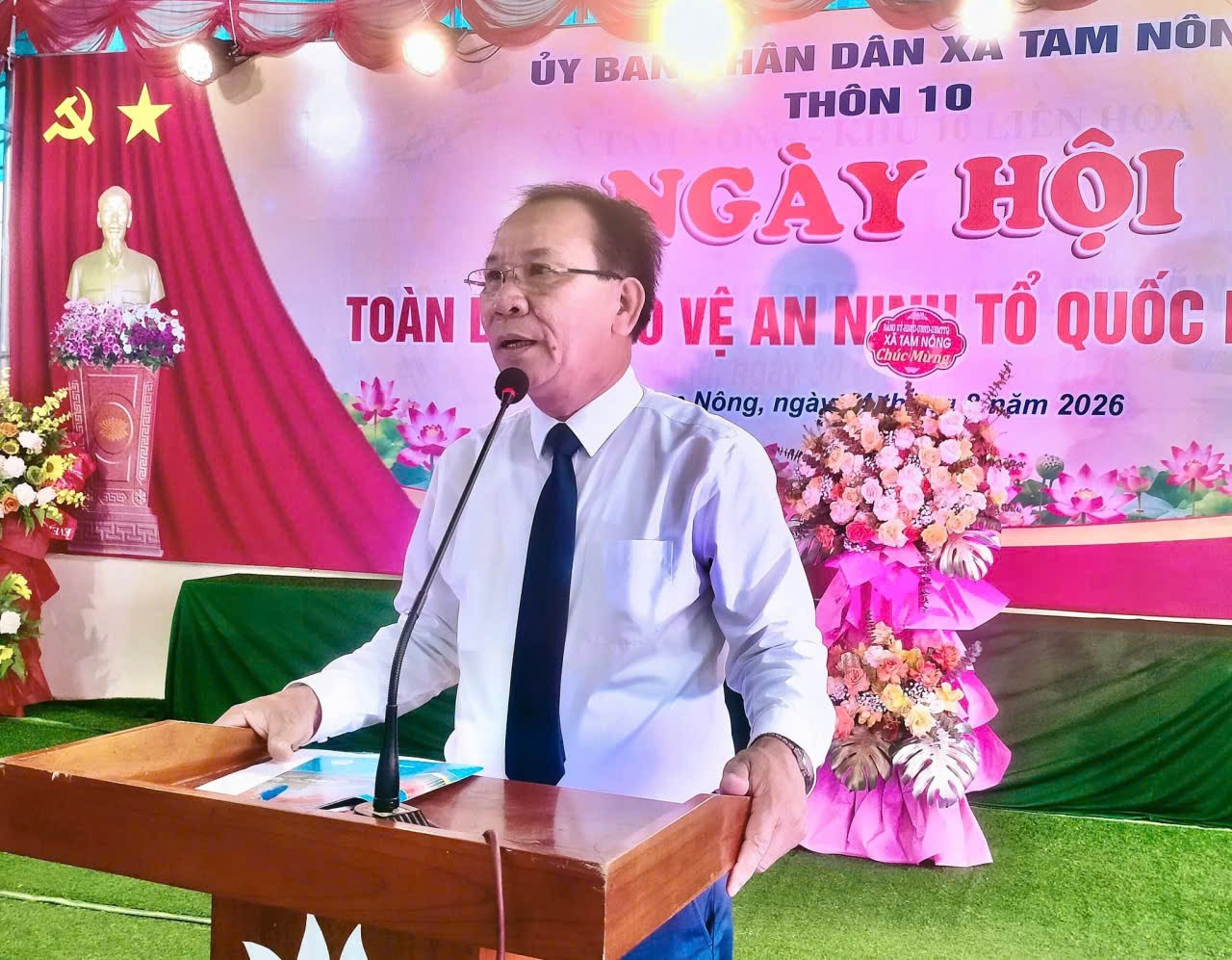 Ông Nguyễn Xuân Quế, Đảng ủy viên, Bí thư Chi bộ Thôn 10 phát biểu khai mạc Ngày hội toàn dân bảo vệ ANTQ năm 2026. Ông Nguyễn Xuân Quế, Đảng ủy viên, Bí thư Chi bộ Thôn 10 phát biểu khai mạc Ngày hội toàn dân bảo vệ ANTQ năm 2026.