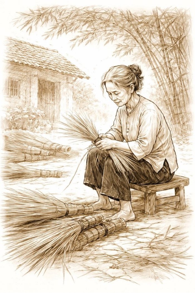 Dáng mẹ nghiêng nghiêng trong chiều đan chổi Dáng mẹ nghiêng nghiêng trong chiều đan chổi