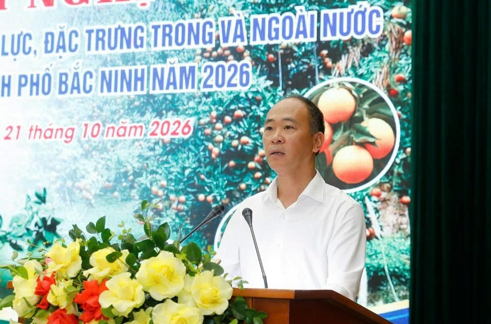 Ông Nguyễn Thế Thi, Phó Giám đốc Sở Công Thương thành phố Bắc Ninh, trao đổi tại hội nghị.