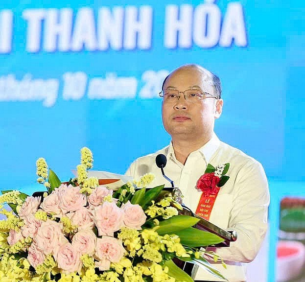 Phó Chủ tịch UBND tỉnh Thanh Hóa Cao Văn Cường phát biểu khai mạc hội chợ Phó Chủ tịch UBND tỉnh Thanh Hóa Cao Văn Cường phát biểu khai mạc hội chợ