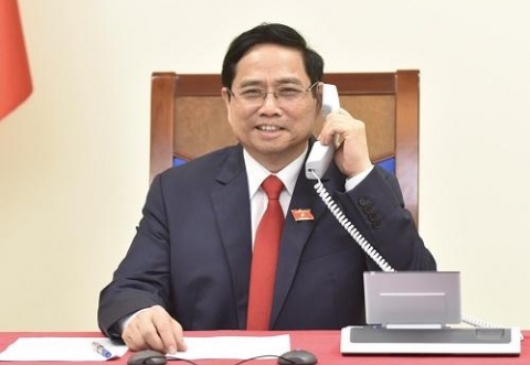 thu tuong chinh phu pham minh chinh dien dam voi thu tuong campuchia