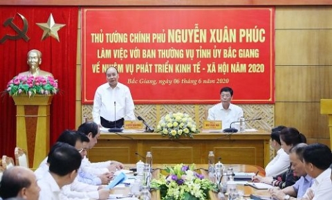 thu tuong lam viec voi lanh dao tinh bac giang