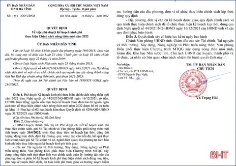 ha tinh chi 157 ty dong thuc hien chinh sach nong thon moi