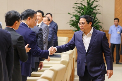 thu tuong pham minh chinh gap mat lanh dao cac ngan hang thuong mai