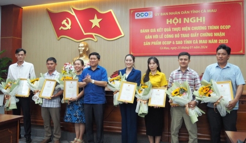 Chứng nhận 26 sản phẩm OCOP 4 sao năm 2023 của tỉnh Cà Mau