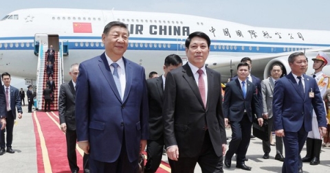 tong bi thu chu tich nuoc trung quoc tap can binh den ha noi bat dau chuyen tham cap nha nuoc toi viet nam